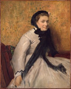 Portret van een vrouw in grijs door Edgar Degas