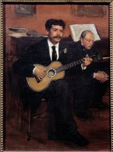 Portretten van Lorenzo Pagans (1838-1883) Spaanse tenor en Augustus De Gas (1807-1874) vader van de kunstenaar. door Edgar Degas