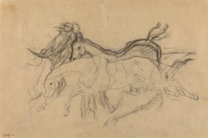 Renpaarden studie voor Scène van de Steeplechase: De Gevallen Jockey, ca. 1881 door Edgar Degas