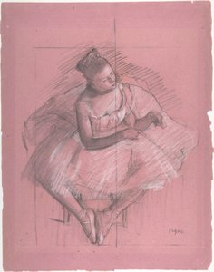 Zittende danseres door Edgar Degas