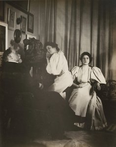 Zelfportret met Christine en Yvonne Lerolle door Edgar Degas