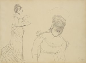 Schetsen van een cafézanger door Edgar Degas