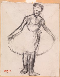 Staande Danseres die een Tutu Vasthoudt door Edgar Degas