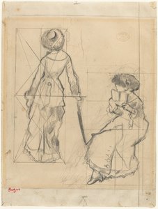 Studie voor "Mary Cassatt in het Louvre" [recto] door Edgar Degas