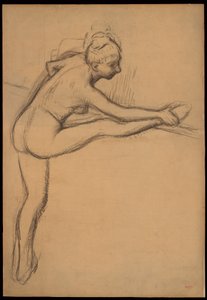 Studie eines Aktes (Tänzerin an der Barre) door Edgar Degas