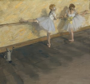 Dansers oefenen aan de barre. 1877