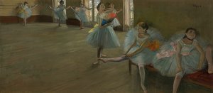 Dansers in een oefenruimte door Edgar Degas