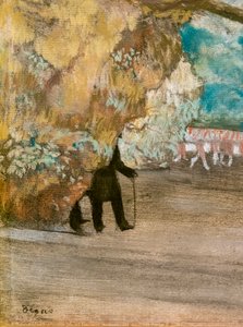 Het Gordijn (detail). Rond 1881. Pastel op houtskool en monotype, gemonteerd op karton. door Edgar Degas