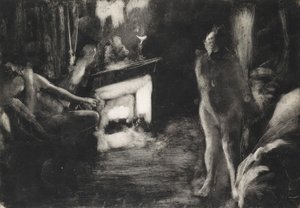 De haard, ca. 1876-77 door Edgar Degas