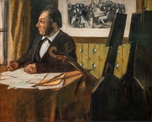 De cellist Louis-Marie Pilet door Edgar Degas