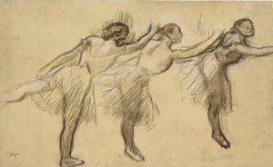 Drie studies van een ballerina, eind 19e eeuw door Edgar Degas