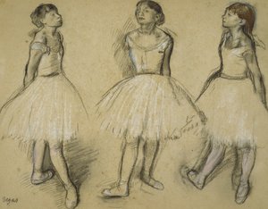 Drie studies van een danser in vierde positie, 1879-80 door Edgar Degas
