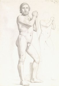 Twee academische studies van een man door Edgar Degas