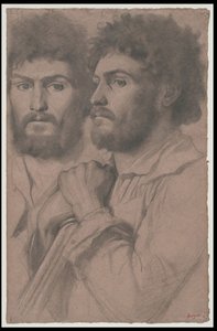 Twee portretstudies van een man, c.1856-57 door Edgar Degas