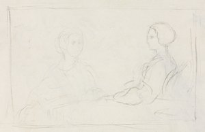 Twee zittende vrouwen verso, 1856-1860