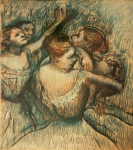 Vier dansers in halve figuur door Edgar Degas