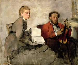 Violist en jonge vrouw, c.1871 door Edgar Degas