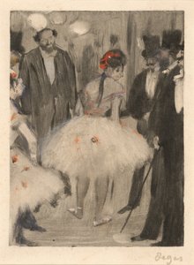 Virginie Wordt Bewonderd Terwijl de Markies Cavalcanti Toekijkt, c. 18761877 door Edgar Degas
