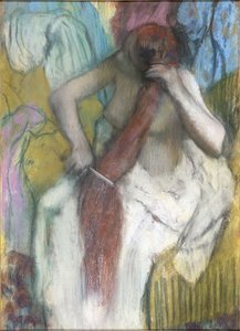 Vrouw die haar haar kamt door Edgar Degas