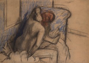 Vrouw die haar haar droogt door Edgar Degas