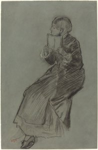 Vrouw die een Boek Leest, ca. 1879 door Edgar Degas