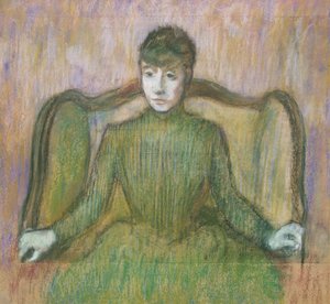 Vrouw zittend in een fauteuil, ca. 1864 door Edgar Degas