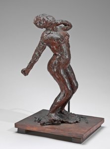 Vrouw die zich uitstrekt door Edgar Degas