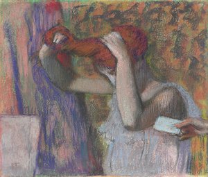 Vrouw die haar haar stylt, de brief; Femme se coiffant, la lettre, ca. 1888-1892