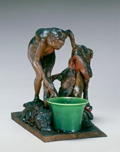 Vrouw wast haar linkerbeen, c. 1890s door Edgar Degas