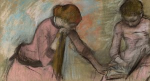 Jonge meisjes die een album bekijken, c.1884