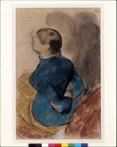 Jonge Vrouw in Blauw door Edgar Degas
