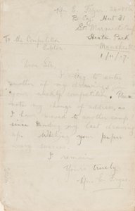 Brief aan een krantwedstrijdredacteur, 1 november 1917