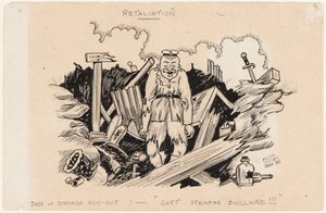 Vergelding, Dan van Damage Dug-Out: Gott Strafe England!!!, 1917 door Edgar Fryer