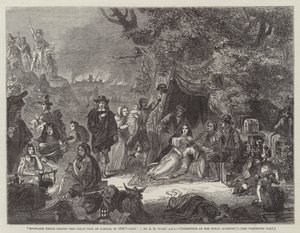 Highgate Fields tijdens de Grote Brand van Londen, in 1666