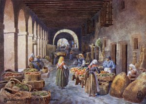 Noord-Spanje: Salamanca, arcades op de Plaza de la Verdura door Edgar T. A. Wigram