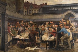 De Oude Vismarkt in Antwerpen in 1882 door Edgard Farasyn