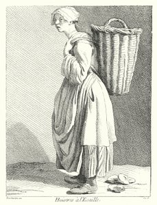 Oesterverkoper (gravure) door Edmé (after) Bouchardon