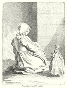 De Charmante Prostituee (gravure) door Edmé (after) Bouchardon