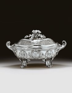 Louis XV terrine, deksel en voering door Edme Pierre Balzac