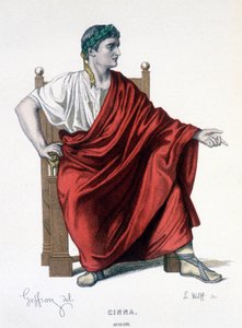 Het personage Augustus in de tragedie Cinna (of de genade van Augustus) - Volledig theater: (Compendium van toneelstukken van Corneille) tekening door Geffroy, gravure door L. Wolff - ed. Laplace, Sanchez et Cie, Parijs 1884 door Edmond Aime Florentin Geffroy