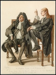 Portret van Monsieur Diafoirus pere et fils, c.1870 (aquarel) door Edmond Aime Florentin Geffroy