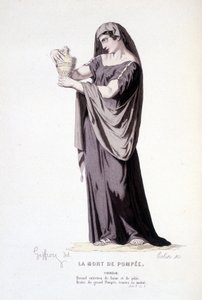 Het personage Cornelie in het toneelstuk La mort de Pompee - Volledig Theater: (Verzameling toneelstukken van Corneille) tekening door Geffroy, gravure door Colin - uitgegeven door Laplace, Sanchez et Cie, Parijs 1884 door Edmond Aime Florentin Geffroy