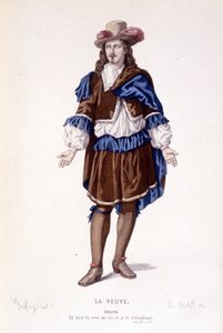 Het personage Philiste in La veuve ou le traitre betrayed - Volledig theater: (Collectie toneelstukken van Corneille) tekening door Geffroy, gravure door L. Wolff - ed. Laplace, Sanchez et Cie, Parijs 1884 door Edmond Aime Florentin Geffroy