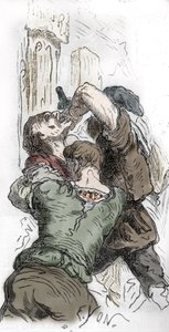 Zwarte Dood: slachting van Joden, 1348, illustratie uit "Histoire-populaire-de-France" door Charles Lahure, 1866