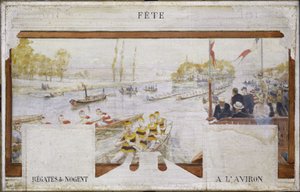 Schets voor het stadhuis van Nogent-sur-Marne: Feest: Regatta in Nogent met roeien door Edmond Debon