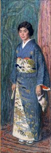 Portret van een Japanse vrouw in een kimono, of Madame Kuroki door Edmond François Aman Jean