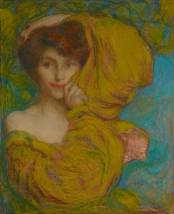 Jonge vrouw met gele sjaal, c. 1900 door Edmond François Aman Jean