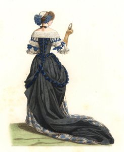 Franse vrouw in stadskleding, Franse adel door Edmond Lechevallier Chevignard