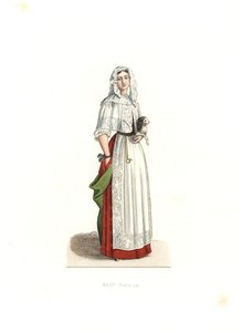 Vrouw in ochtendjurk, Frankrijk