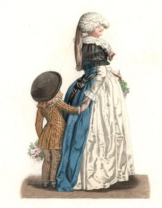 Jonge Franse vrouw met een kleine jongen